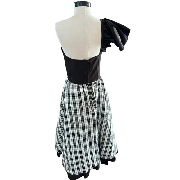 Gunne Sax By Jessica McClintock One Shoulder Gingham Dress Size 9 - Picture 9 of 10